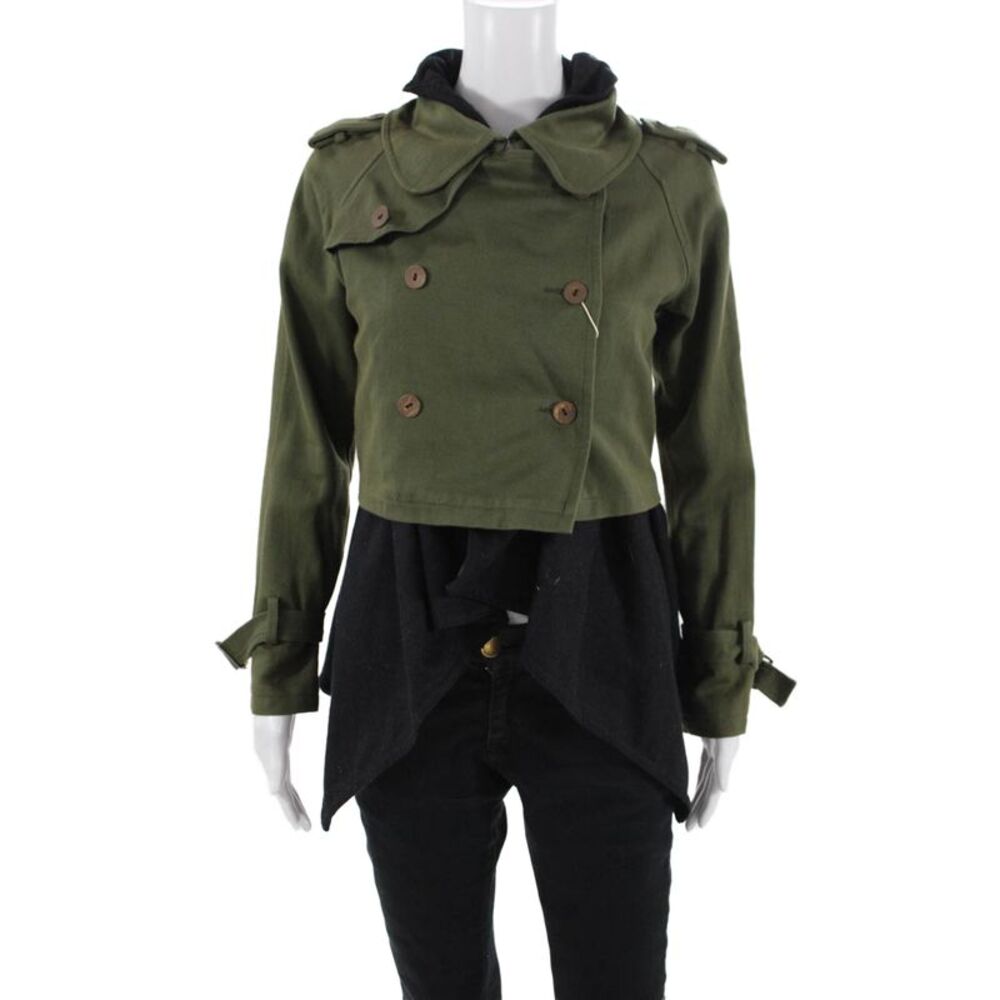 Eyedoll Womens Black Military Pea Coat Wool Blend Button Size 36